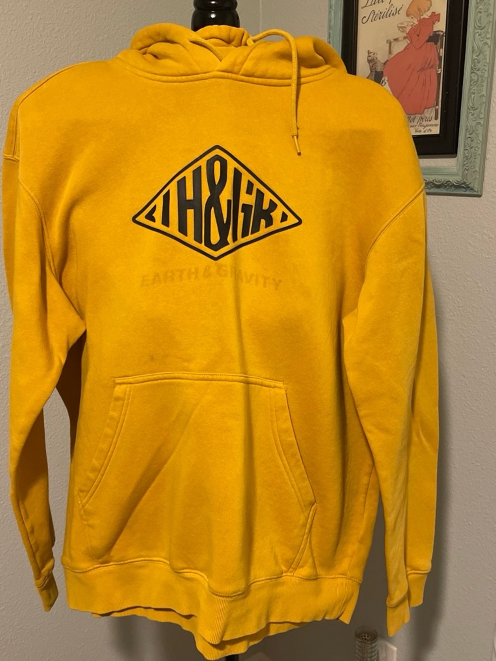 H&M Mustard Yellow Logo Pullover Hoodie